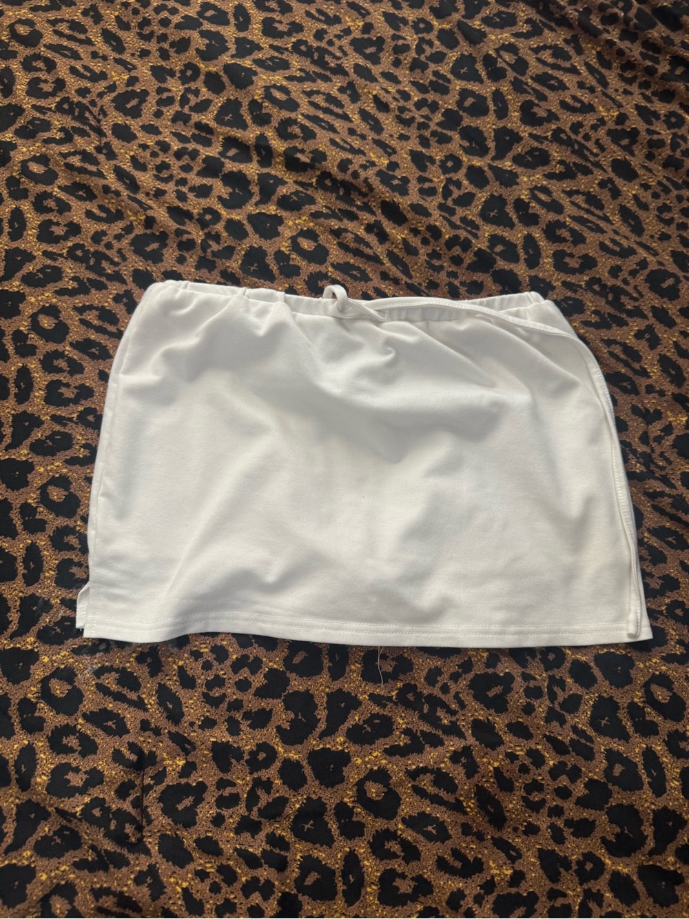 SHEIN White Mini Drawstring Skirt with Shorts